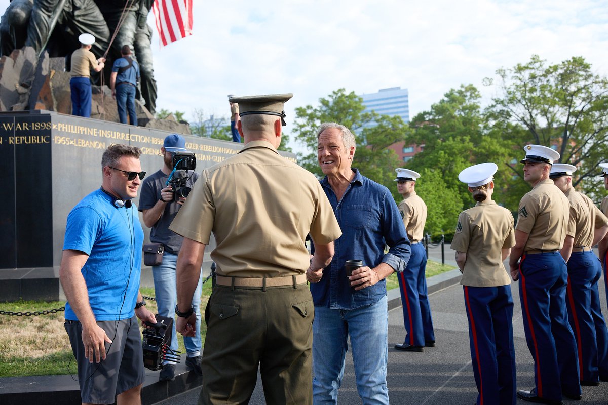 mikeroweworks's tweet photo. "Mike - Were you serious about making a movie in time for Independence Day? Something in response to all the anti-American sentiment in the headlines? I sure hope so. The country needs to see something hopeful. But if you’re shooting for July 4th, you’d better hurry…Larry Carson"

Hi Larry
I was serious, and I am hurrying! Here’s what I can tell you as of now.

The movie won’t resemble anything you’ve seen in a theater before. It isn’t a documentary, but neither is it a work of fiction. There are many actors, but none of them are famous, and there is no screenplay. At least, not in the traditional sense. And it doesn’t quite have the budget that Kevin Costner’s epic western has, which I’m told will premiere the same week. (Gulp)

The movie consists of nine short stories written for my podcast, all of which I present from the stage of an empty theater, and all of which have been brought to life with cinematic recreations. Each story is a mystery of sorts, that tells you something you probably don’t know about someone you probably do – in most cases, a famous American who risked everything to give us the country we all call home. Your job, as viewers of my podcast know, is to try and figure out who I'm talking about before I get to the end.

My hope in doing this is to leave you feeling better about our country, better about the people who helped build it, and less divided from those Americans who might vote this November for someone you personally despise. I’m going to call the movie Something to Stand For, but I promise, it won’t be political. There will be no mention of conservatives, liberals, democrats, republicans, independents, Joe Biden, Donald Trump, RFK Jr., or anyone else who might run for office. It will, however, be patriotic, and unapologetically so.

Over the course of the film, I’ll drive to Washington DC, (Rowe’d Trip!) and meet with a few people who share my interest in our nation’s history, including the soldiers, Marines, and Park Rangers who look after our most beloved memorials and monuments. These interactions, along with some delightfully unanticipated encounters, will play out between the aforementioned stories. I just got back from filming that part of the movie, and it was awesome. I’ve attached a few photos, and I’ll share a lot more later.

The movie is being assembled as we speak, and it looks great. I'm told we’ll be in theaters nationwide starting on June 27th. With luck, we’ll still be there by July 4th. I’m working on the trailer now, along with a website where you’ll be able to get tickets in advance. As always, I’ll share the details here first. After that, I'll be flogging it harder than my mother's fourth book, which is coming later this year.

PS. Though Something to Stand For is not a “political film,” it was inspired by the ongoing war on the symbols of America, a war of vandalism waged by those who believe the present by erasing the past. Obviously, I have no expectation that this movie will persuade anyone who dons a mask and defaces our national memorials to rethink their worldview, because I’m pretty sure none of those people will ever see this movie. I do, however, believe there are lots of people on both sides of the aisle who are disgusted by their behavior and still love America, in spite of the imperfections of our founders, and the obvious fact we have not yet achieved the “more perfect union” they envisioned. This movie is for them – that still sizeable population who identify as Americans, first and foremost. Americans of all races who genuinely care about our shared history, and understand that even though our nation is still a work in progress - and always will be - there are still a great many things worth standing for.