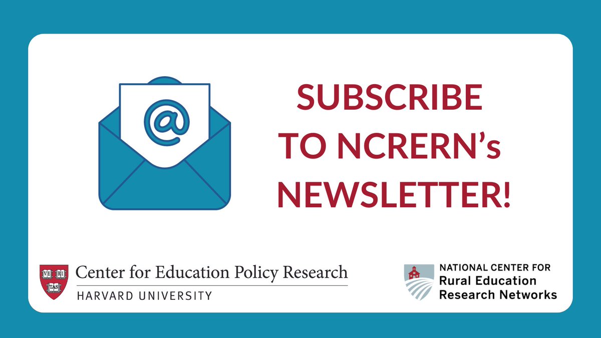 Interested in learning more about the National Center for Rural Education Research Networks, a CEPR initiative dedicated to expanding the use of data in rural ed? Sign up to receive NCRERN's spring newsletters: lnkd.in/eVzgGG2T View past issues: lnkd.in/e_Xu3nNP