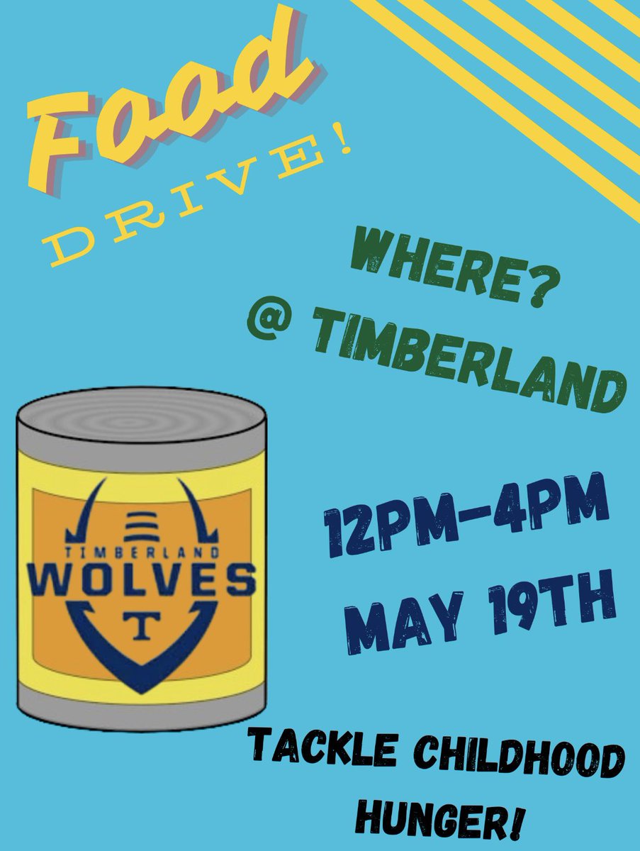 FootballTHS's tweet photo. 🚨🚨This Sunday🚨🚨
Our Wolves Football Leadership Council is kicking off a Food Drive to help support our students in need over Summer Break!! Please help us out by bringing your non-perishable food donations to the front of THS from noon-4pm. Please share to spread the word! https://t.co/eTrGna46Yu