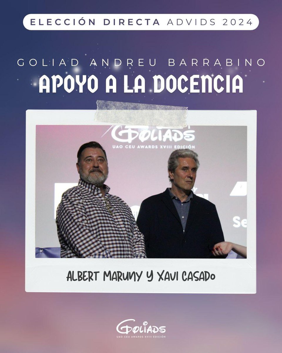 El premio Andreu Barrabino Apoyo a la Docencia fue para @albertmaruny y @xcasado 📚 ¡Muchísimas felicidades!💖🏆👏🏻 #goliads #goliadsxviii #universitatabatoliba