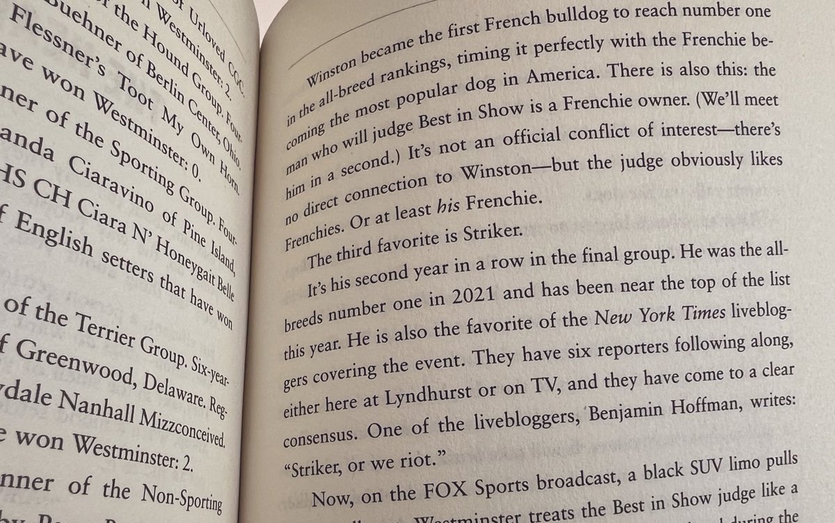 I can’t think of many career accomplishments I’m more proud of than my dog show live blogging (and my outsized love of Striker the Samoyed) making it into @tommytomlinson’s book “Dogland.”