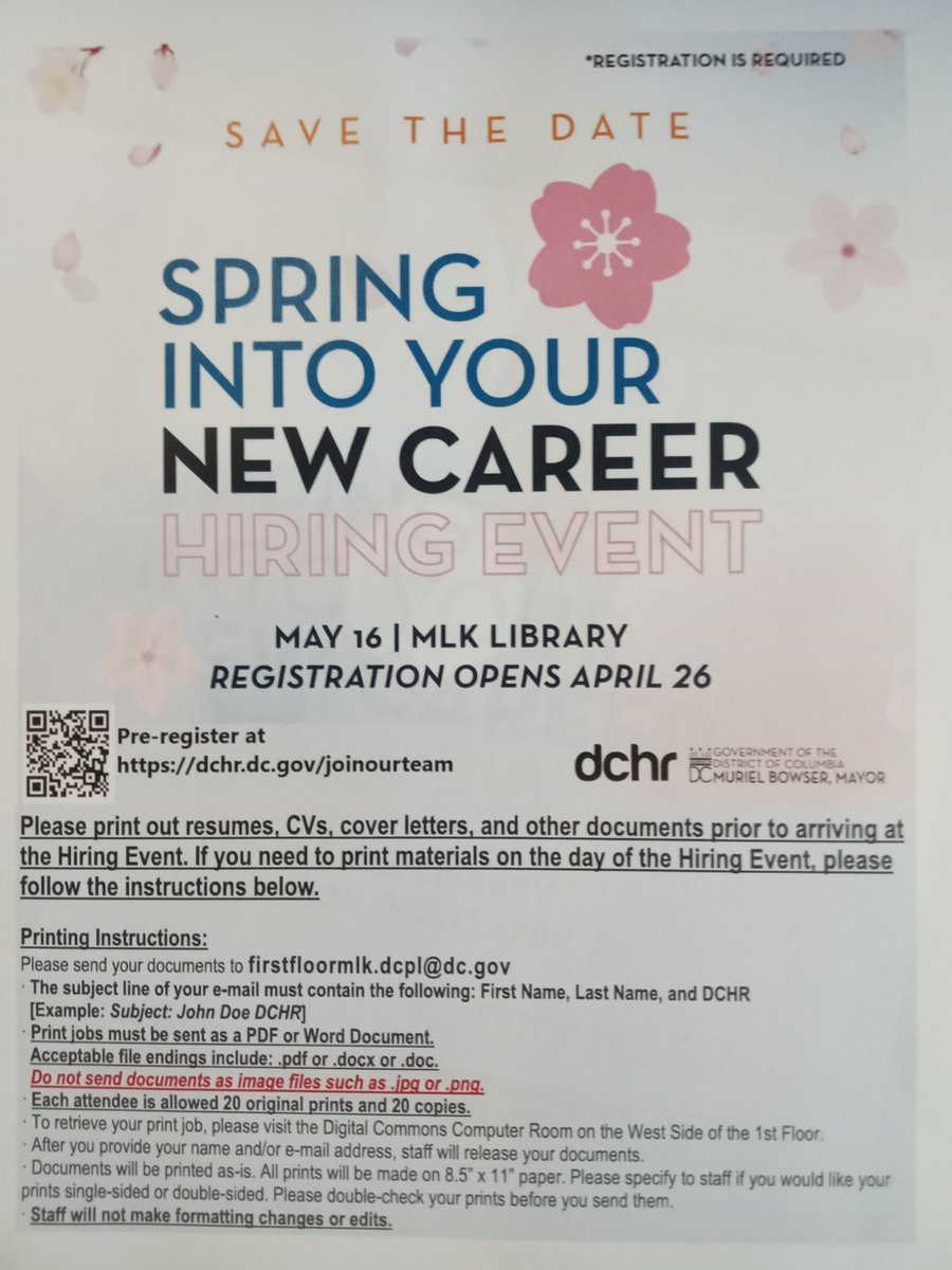 Jobs4Days's tweet image. #CareerDay DC - #MlkLibrary on May 16th. Jobs4Days.com #jobs4days #dc