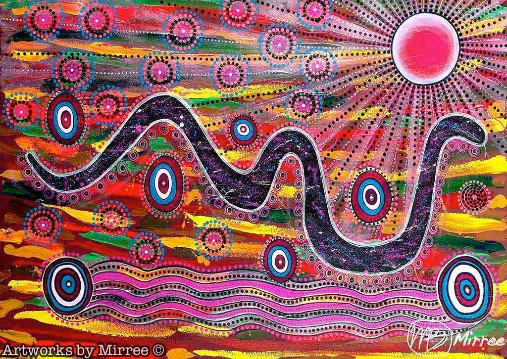 Rainbow Serpent ~ Dreamtime Collection is now available - make me an offer, for the 1st time in 10 years #indigenous #contemporaryart #artcollectors #fineart artworksbymirree.com