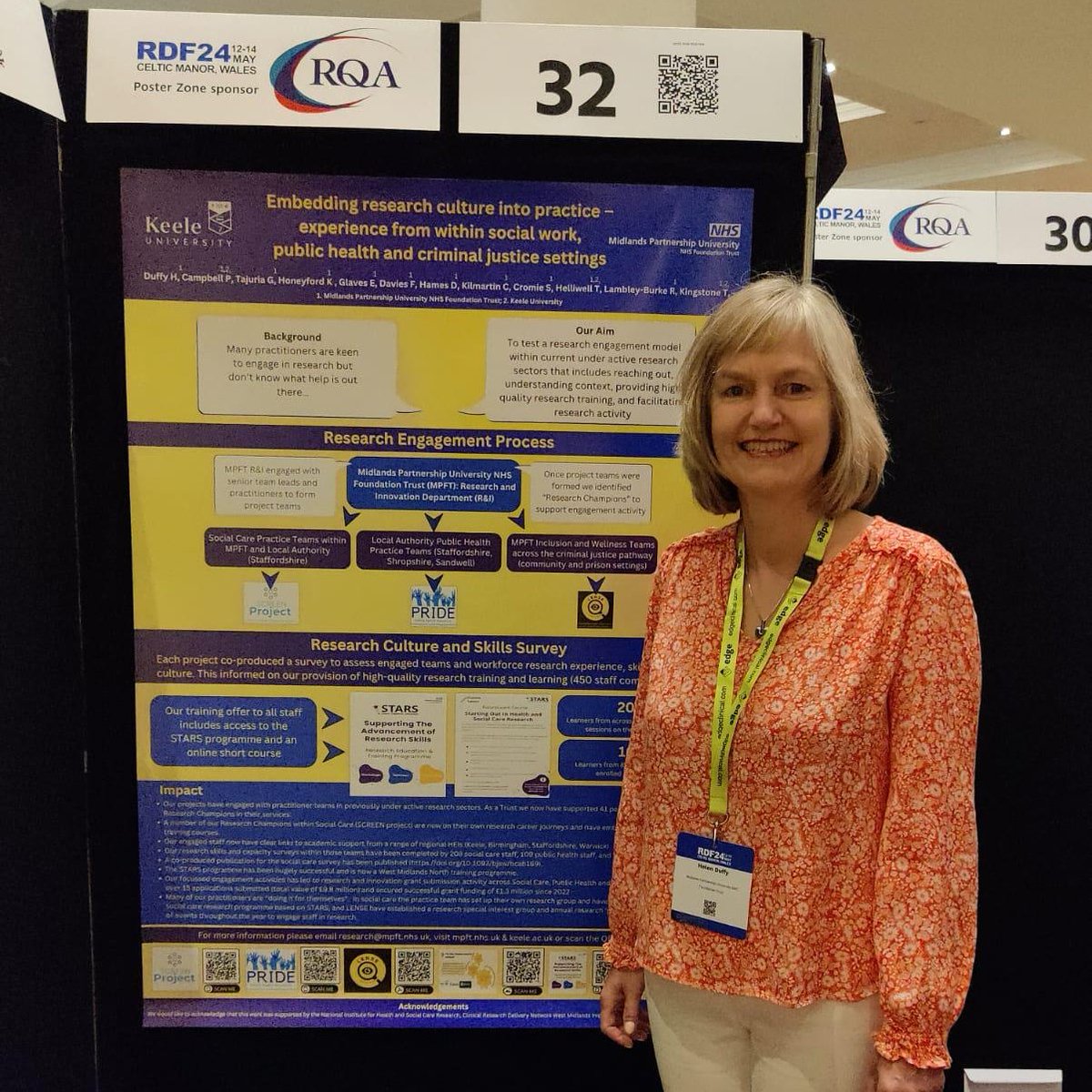 The #MPFTResearch team are showcasing various research projects at the #RDF24 Conference.

Here's Helen Duffy with the 'Embedding research culture into practice – experience from within social work, public health and criminal justice settings' poster.

🔎Zoom in for more details