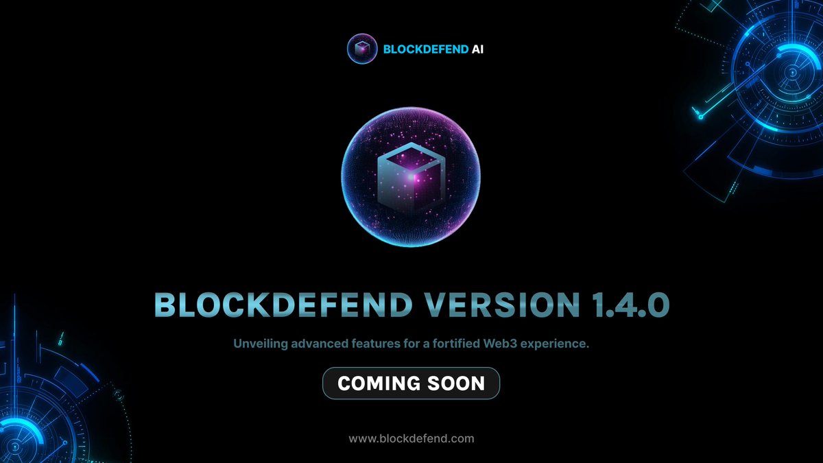 blockdefendai's tweet photo. 🎉 Exciting news! 🚀 Get ready for BlockDefend v1.4.0, packed with major upgrades to boost your security and efficiency in the Web3 space!

Here's what you can expect:

🔒 Decentralized Threat Intelligence Sharing: Join our new community-driven platform to report and share information on emerging threats. This feature allows users to update the community about phishing sites, scam contracts, and other malicious activities, creating a safer blockchain ecosystem.

💰 Revenue-Generating Ads Placement: Introducing strategic ads placement where other projects can promote their services. This new revenue stream benefits the community by sharing profits to support ongoing security developments and community rewards.

📋 Enhanced Clipboard Protection: Our clipboard security has been upgraded to offer more robust monitoring and alerting mechanisms. This improvement ensures that your sensitive information, such as private keys and wallet addresses, is secure from unauthorized access and exposure.

🤖 Improved AI for Live Protection: Experience better real-time protection with our significantly enhanced AI, which now detects threats more accurately and responds quicker, ensuring your assets are protected more effectively than ever.

💳 Transaction Simulation: Test and verify your transactions in a safe, controlled environment before they go live. This new feature allows you to see the expected outcomes of your transactions, helping to prevent unintended consequences and ensuring that your transactions proceed as intended.

💼 Other Improvements:
Enhanced user interface for improved navigation and usability.
Increased compatibility with a broader range of wallets and DApps.
Optimized performance for quicker threat detection and reduced system impact.

Stay tuned to find out when you can update to the latest version to utilize the new features and improvements fully!🌟

#BlockdefendAI #AI #cryptocurrency $DEFEND