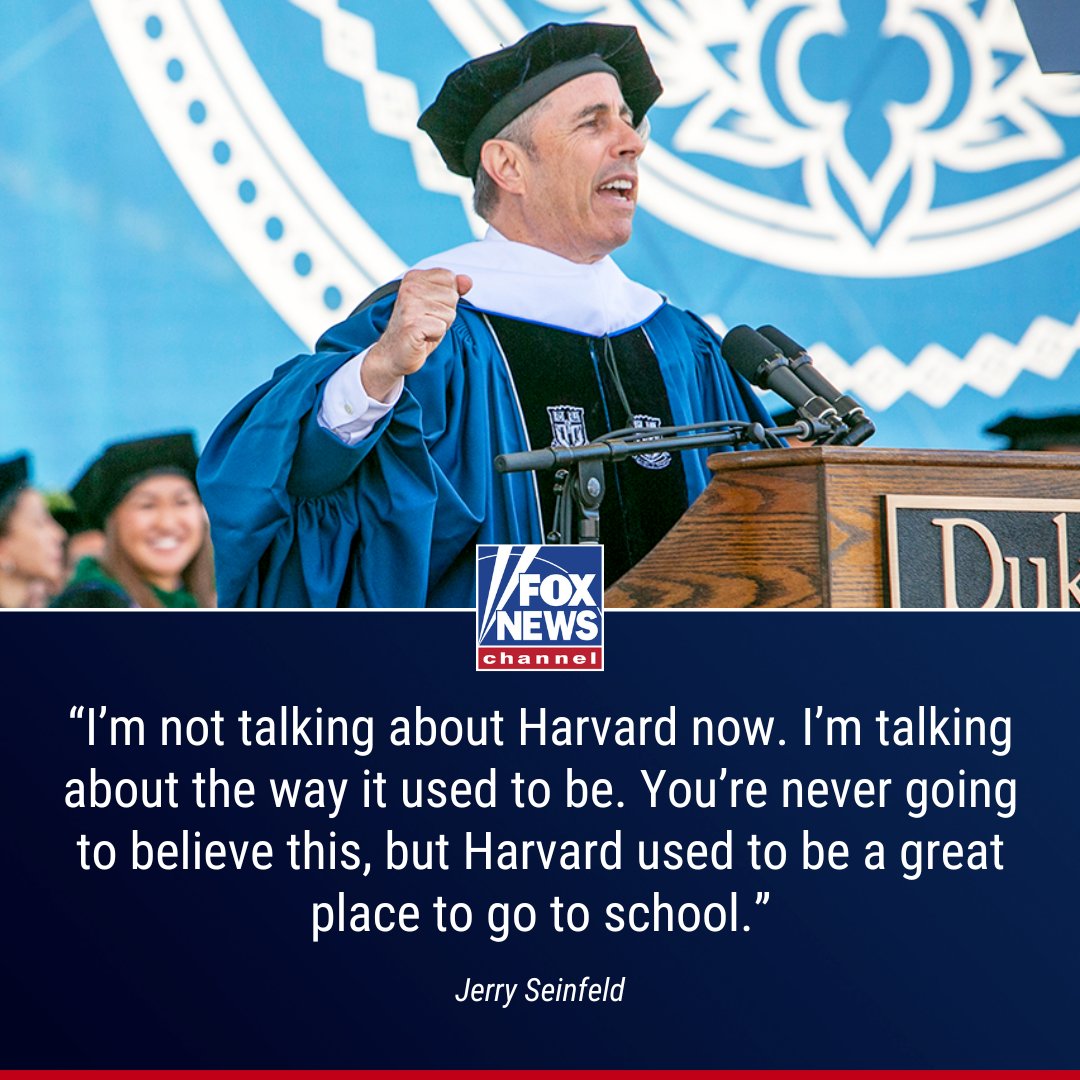 IVY LEAGUE OF HIS OWN: Jerry Seinfeld mocks Harvard known for bowing to cancel culture during his commencement speech at Duke after the antisemitic interruption. The Jewish comedian's reality check: trib.al/bluTLMt