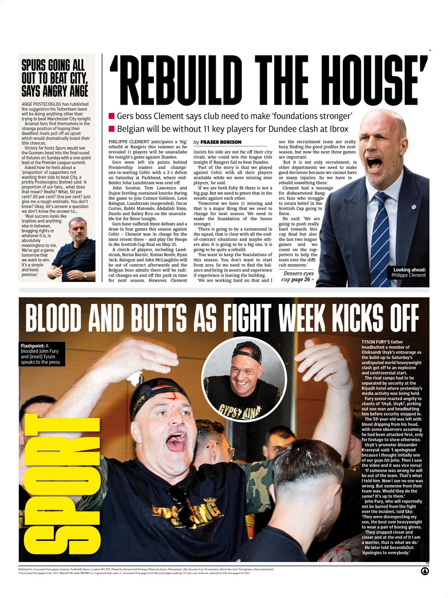 Tuesday's back page 'REBUILD THE HOUSE' 🔴Gers boss Clement says club need to make ‘foundations stronger’ 🔴Belgian will be without 11 key players for Dundee clash at Ibrox #TomorrowsPapersToday #scotpapers #skypapers #BBCPapers #scottishfootball