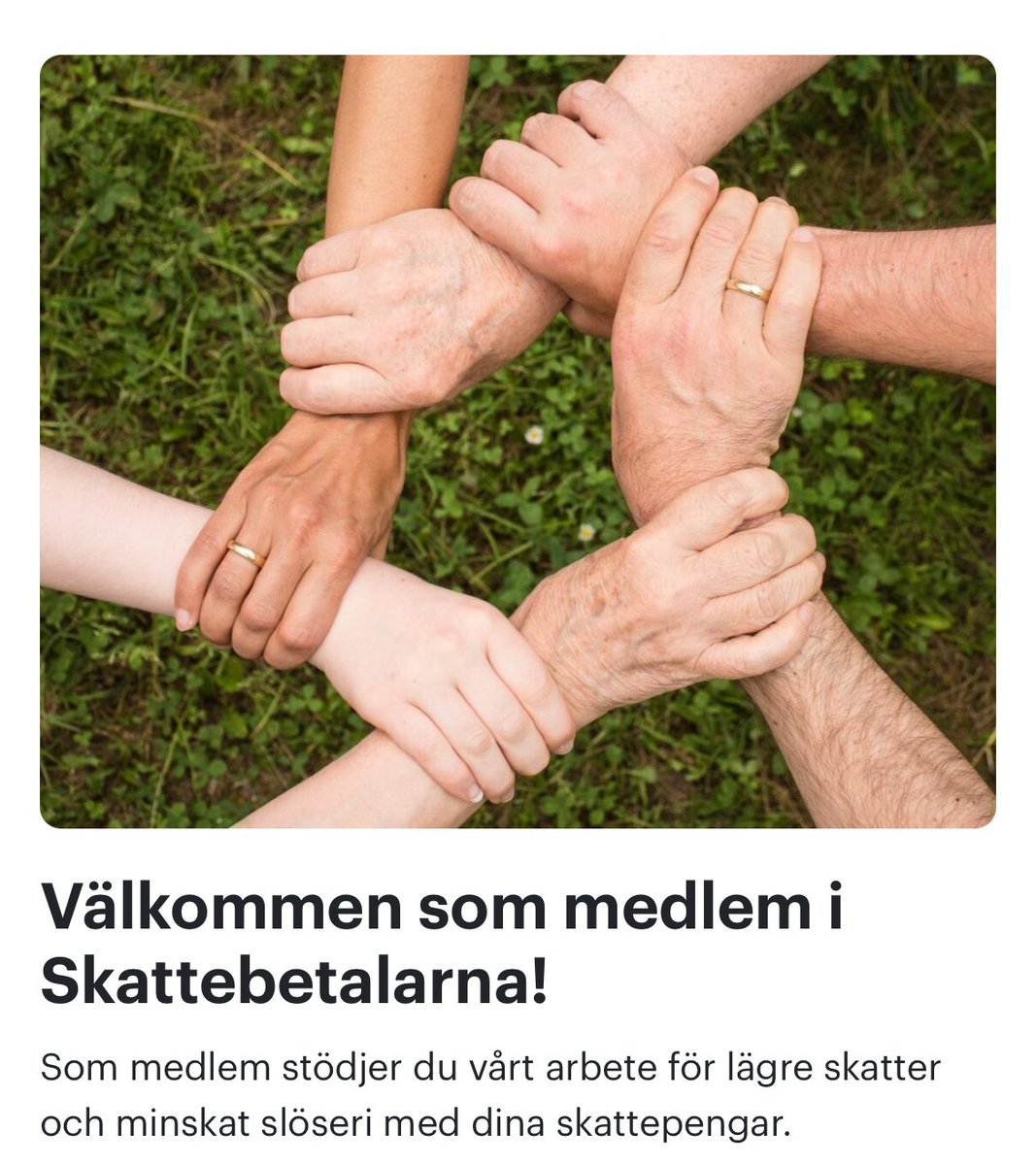 Borde skett för länge sedan. Bli medlem du med och stötta @Skattebetalarna’s mycket viktiga arbete för lägre skatter och minskat slöseri med dina pengar.

350 kr per år är inte i närheten av vad dina politiker glatt lägger på saker du inte vill ha eller någonsin bett om.