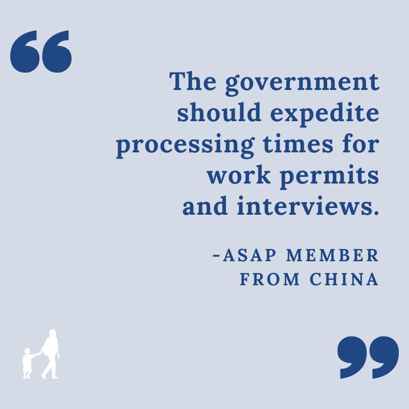 The delays in processing asylum applications and work permits creates stress for families seeking #asylum. We agree with this ASAP member from China: our government should do more to expedite these processes.
#MemberMonday #HumanRights #Refugees