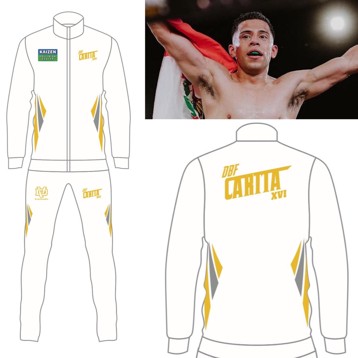 #Clean Finished DVTracksuit design for Undefeated prospect @dbfcarita who returns June 29th in Arizona on #EstradaRodriguez