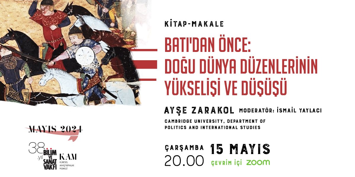 Çarşamba 20.00’de davetlisiniz! 📌 Ayşe Zarakol ile uluslararası ilişkiler perspektifinden Batı’dan önceki Doğu dünya düzenlerinin kendilerine özgü tarihlerini ele alacağız. Söyleşi çevrimiçi yürütülecek. 👉🏼 tinyurl.com/batidanonce