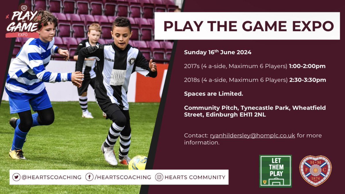 Play the Game Expo ⚽️ We still have spaces for our upcoming Expos! 📅9th June 📅16th June See below for more information👇 Interested? 📧: ryanhildersley@homplc.co.uk #PlaytheGame