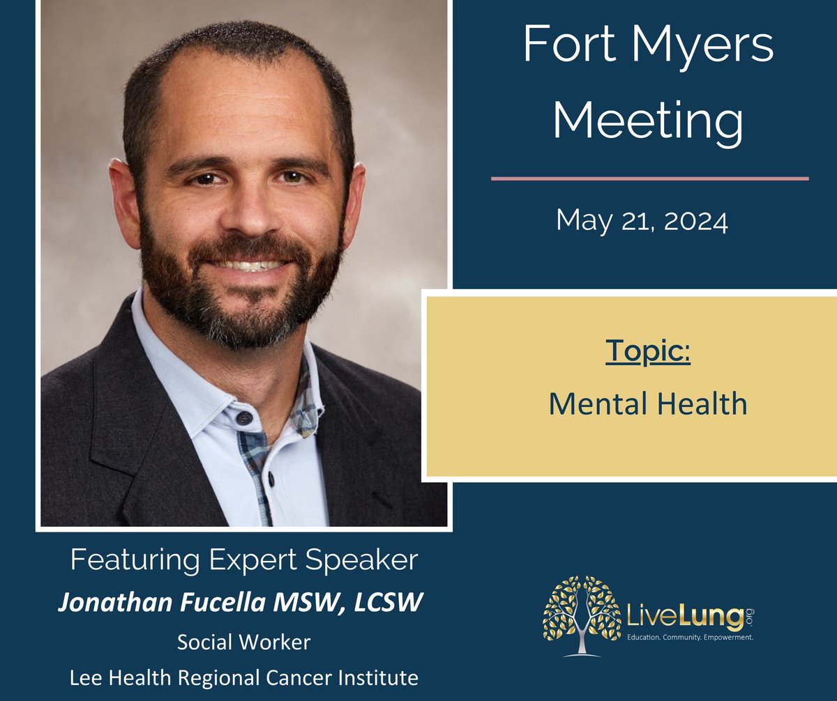 Meeting alert 🥳: Our #FortMyers #lungcancer patient, survivor, & caregiver community is meeting 5/21 @ 11:30 am! If you have been impacted by lung cancer, we welcome you to join us. Please be sure to register or place your order at least 24 hours prior: livelung.link/ftmeyers/may24x