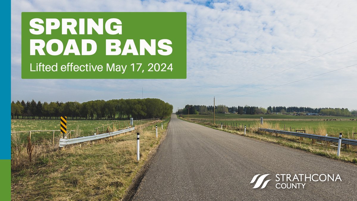 Spring road bans lifted in #strathco effective 7 a.m. on May 17. Thank you for protecting our roads! #shpk