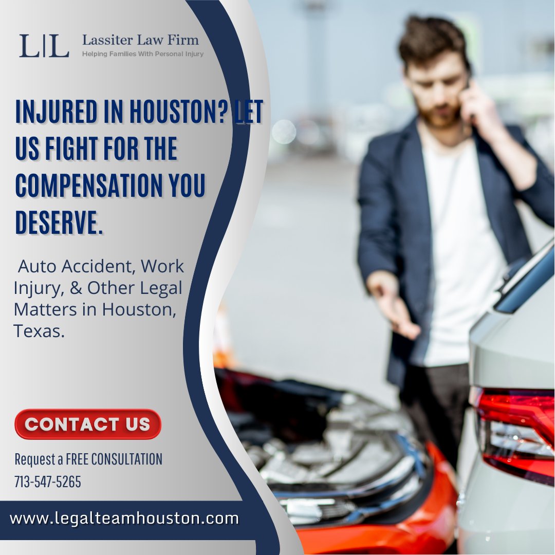 💥🛻If you're struggling with the devastating aftermath of an accident or grappling with the heartache of a wrongful death, you don't have to face it alone. Lassiter Law Firm is here to provide the expert guidance and support you need. 

#LassiterLawFirm #Houston #PersonalInjury