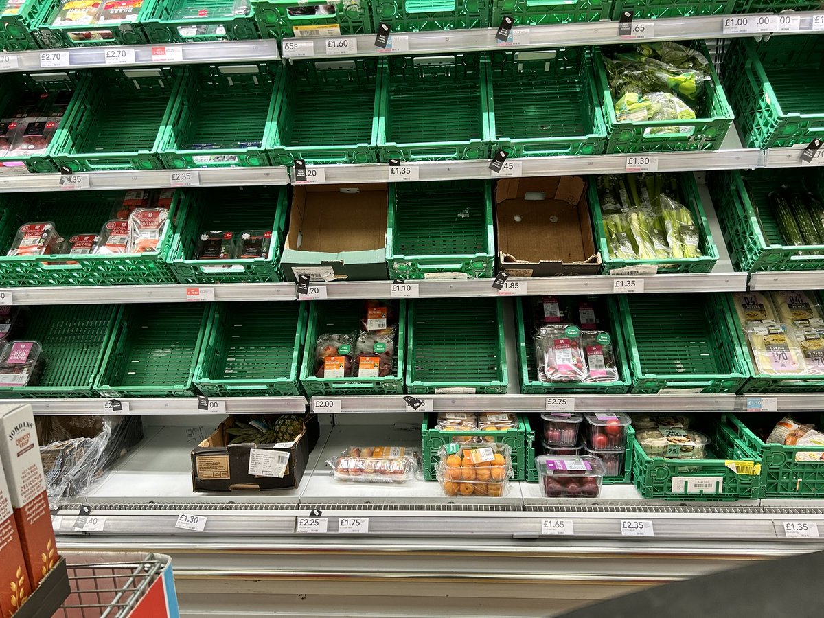 Local Co-op at 11 am today. Monday morning. Store staff said fruit and veg might be arriving sometime in the afternoon. I could ‘try later’.