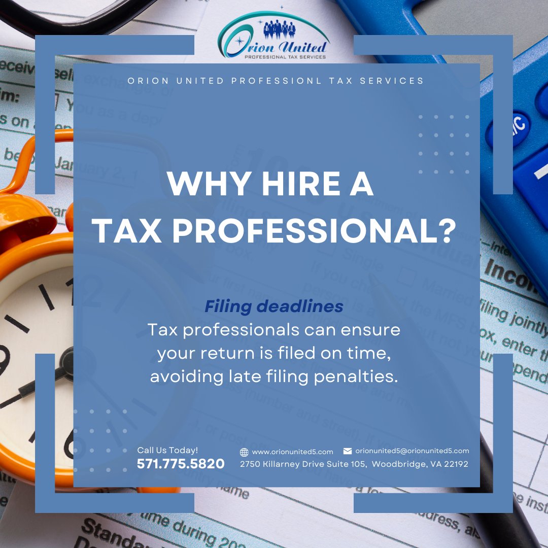 Make tax season a breeze by enlisting the help of a professional tax preparer you can count on!  Visit orionunited5.com to learn more about how we can help you plan for a successful tax season! Hablamos Español!
#TaxExperts  #PrepareEarly  #PlanAhead  #TaxSavvy