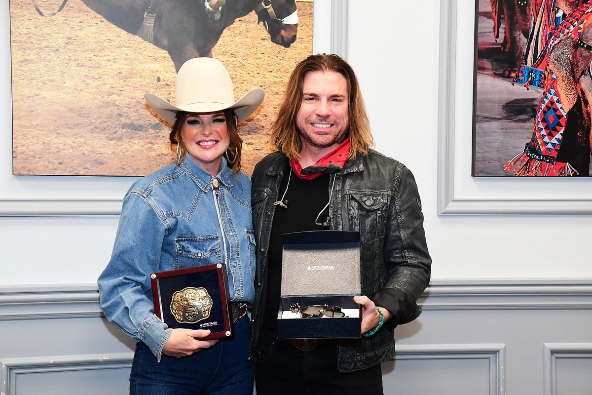 Most artist didn't know that they receive a custom NFR buckle, so we get to see a lot of reactions! 😮🤩 @JennaPaulette and @DrewSix got together for some backstage photos. #NFRartists #NationalAnthem #OpeningAct #BehindTheScenes