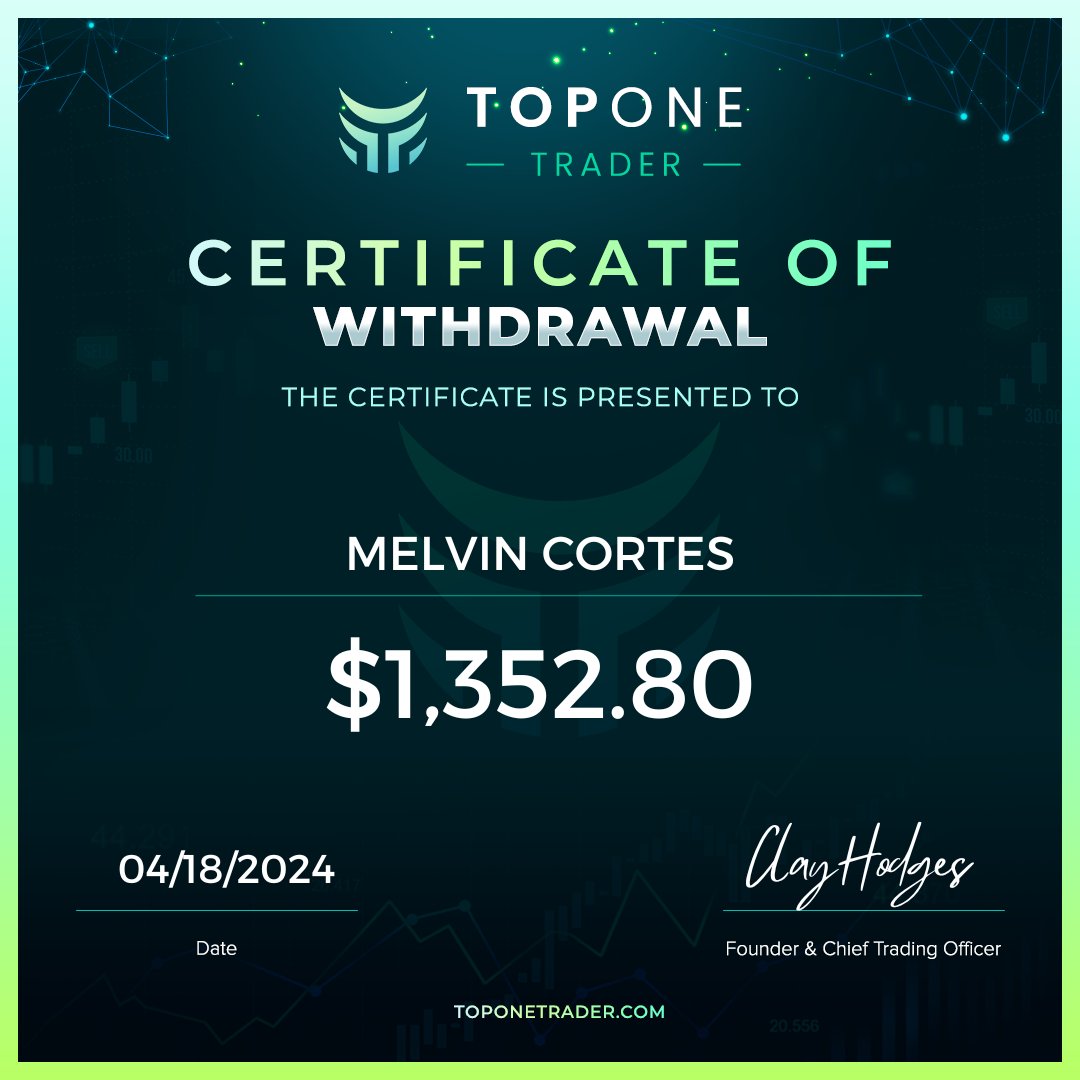 Congratulations to Melvin Cortes with a payout of $1,352.80💰📈‼️ Who's next?! We have the most simple, generous, and easy to follow trading programs in the entire prop firm space. ✅One phase challenge ✅Biweekly payouts