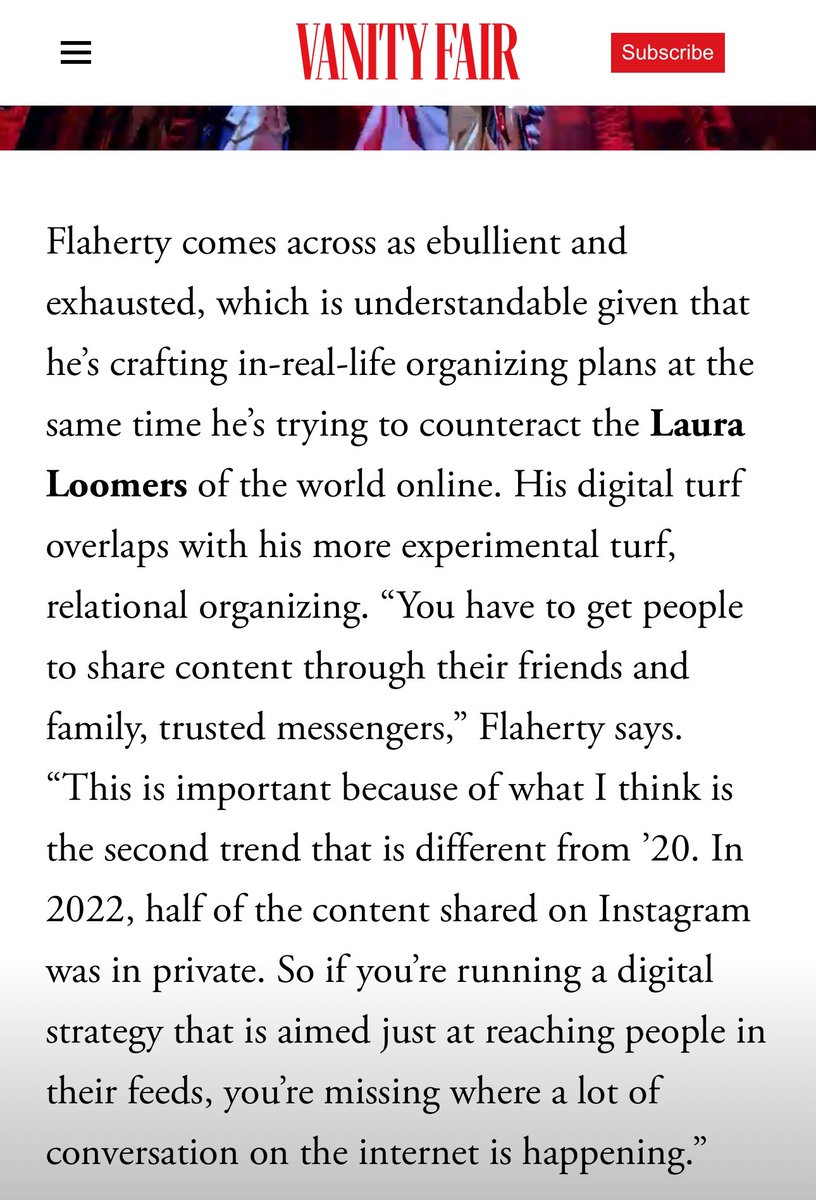 Hilarious. 

@VanityFair just did an article about the Biden campaign’s strategy. Rob Flaherty, the Digital Director for Biden for President and the Deputy Campaign manager for @JoeBiden said he’s busy trying “counteract the Laura Loomer’s of the world online”. 

I’ve always been