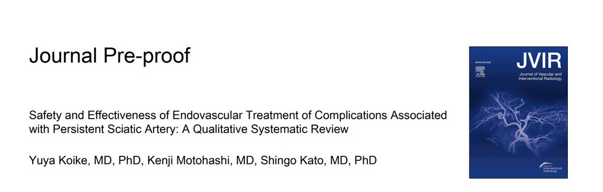 1/6 📢 Endovascular treatment using stent grafts for persistent sciatic artery (PSA) complications. A comprehensive review just out on @JVIRmedia. 🩺📊

Dive into this evidence-based exploration! 🧵

#VascularHealth #Endovascular #SciaticArtery