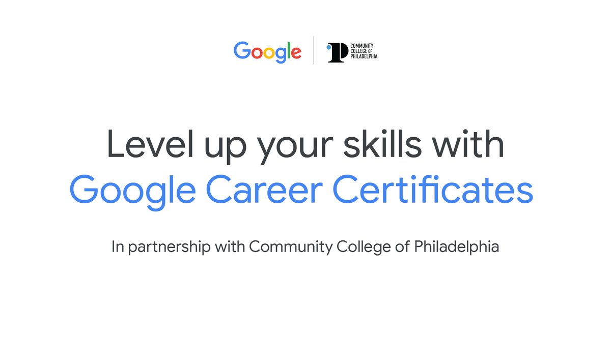 There is a critical need for digital training across the Philadelphia workforce. We’re proud to partner with @CCPedu to help students access job-ready training through Google Career Certificates. #GrowWithGoogle goo.gle/4beVoyx