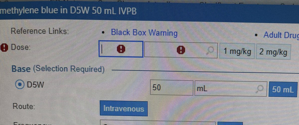 Using IV methylene blue in the ICU

Who can tell me why?