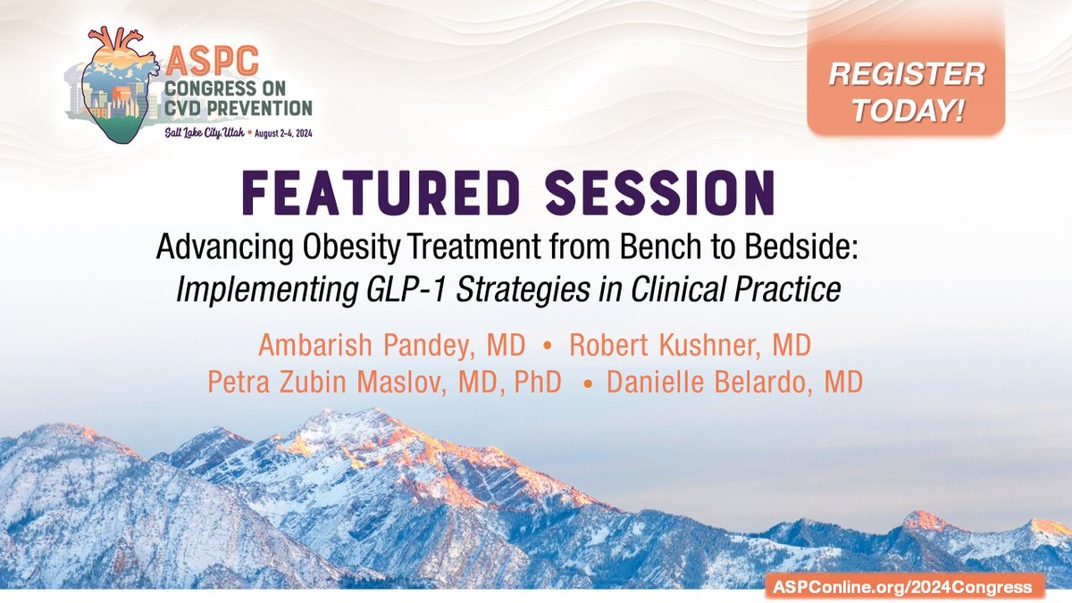 #ASPC2024 features a session on one of the hottest topics in more than just CVD prevention!! Registration is open for the Congress on CVD Prevention and the new Lifestyles MasterClass. Discounts available for ASPC members. aspconline.org/2024congress @drmarthagulati @dbelardomd