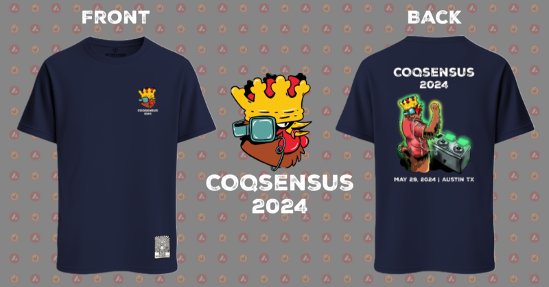 2SixMedia's tweet photo. Trying to figure out how to rep the $COQ community during #COQSENSUS 2024?

Our friends at @0xNFTreasure have you covered with plenty of high-quality Coq Inu merchandise, including some new Coqsensus event merch designed in partnership with local Austin artist Joel Corral!