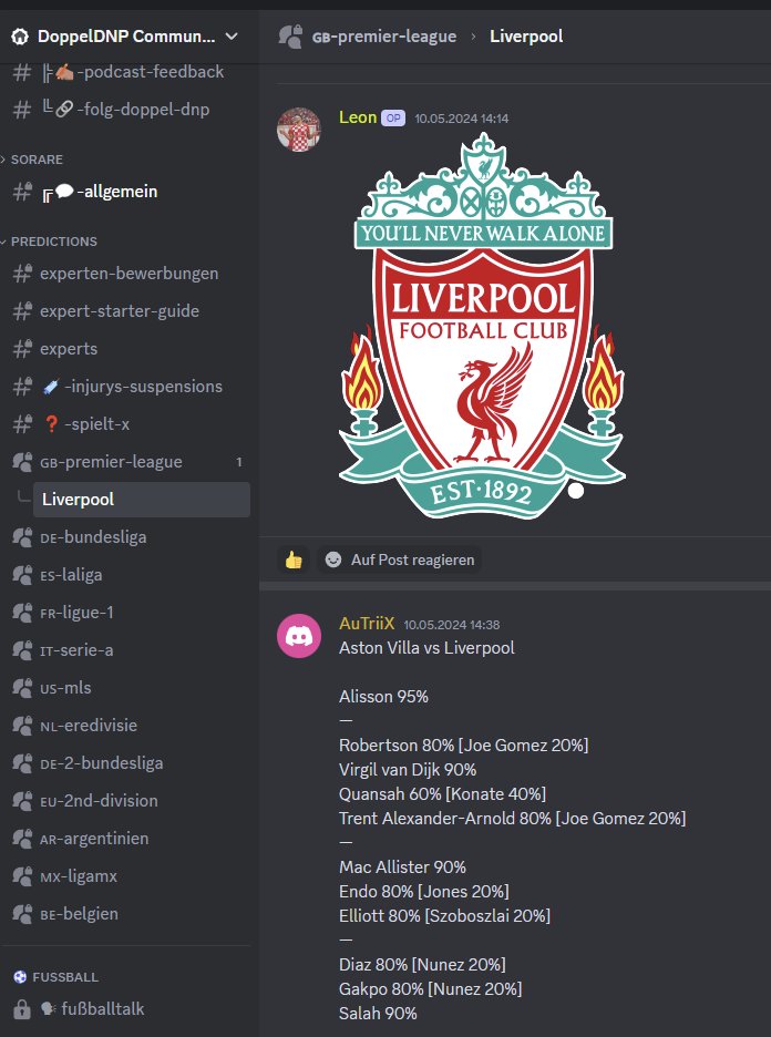 AuTriiX_21's tweet photo. Keine schlechte erste Prediction - 10 von 11 richtig.
Robertson gar nicht im Kader, Joe Gomez startet hinten links statt ihm.
#sorare #DoppelDNP #LFC https://t.co/1rYB7S6bha