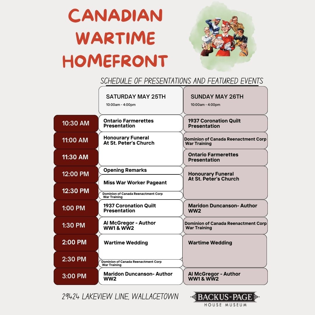 Contact @backuspagehouse for more information about this great event! 

#cdnwartimehomefront #museum #WW1 #WW2 #duttondunwich #localhistory #museumevent