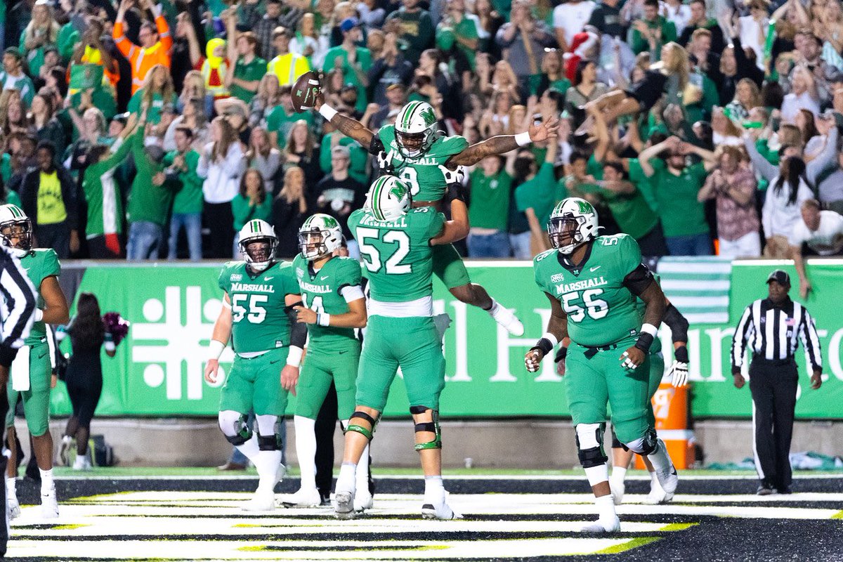 After a great talk with @Coach_Crill and @CoachJ_Miller am blessed to receive an offer from Marshall University. @PHS_Football @AllenTrieu @grid_irons @EDGYTIM @OLMafia @HerdFB @OJW_Scouting @EDGYTIM @CoachHuff @JoshBostick8