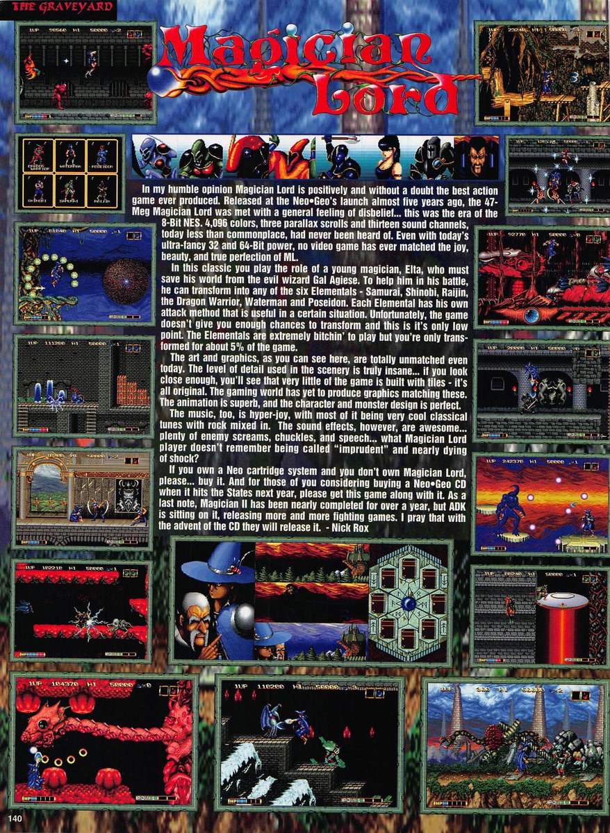 Magician Lord
Neo Geo
GameFan - Graveyard Edition
January 1995
#NeoGeo #SNK #retrogames #retrogaming