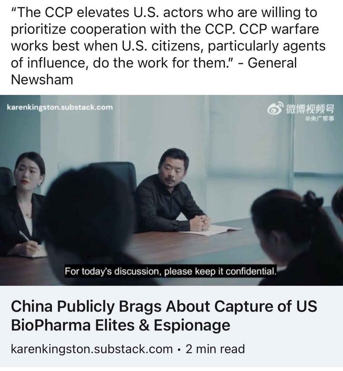 “The CCP elevates U.S. actors who are willing to prioritize cooperation with the CCP. CCP warfare works best when U.S. citizens, particularly agents of influence, do the work for them.” - General Newsham  karenkingston.substack.com/p/china-public…