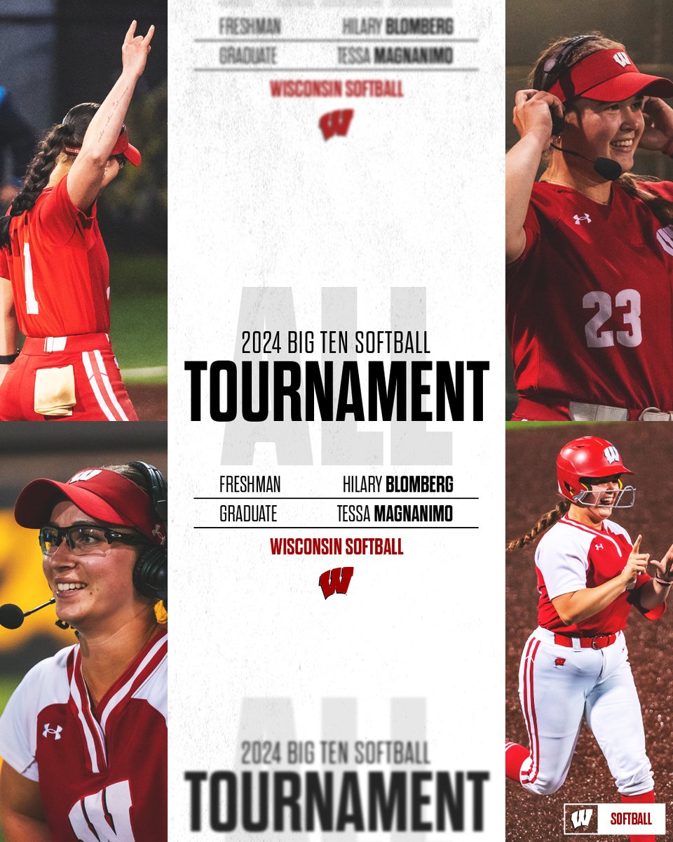 Well earned. @tessahelena and @BlombergHilary named to the 2024 Big Ten Softball All-Tournament Team.