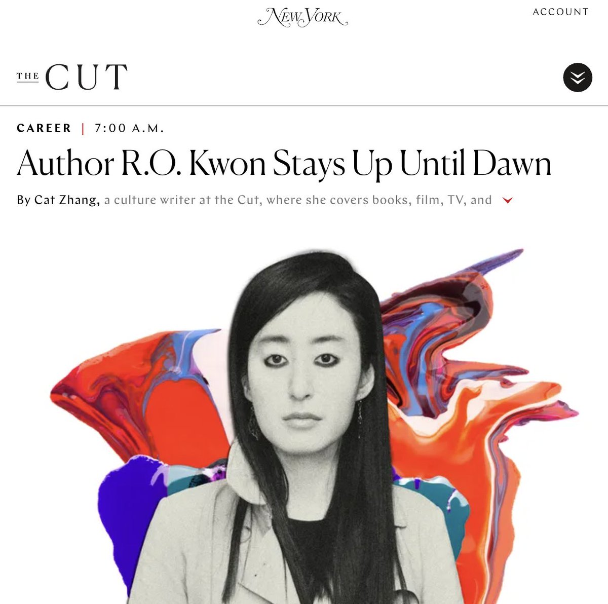 I was interviewed in @TheCut! 🖤 & got to talk with the excellent @CatZhang1 about going to sleep at dawn, power-lifting, terror, Exhibit, & why I usually start the day with popping a caffeine pill