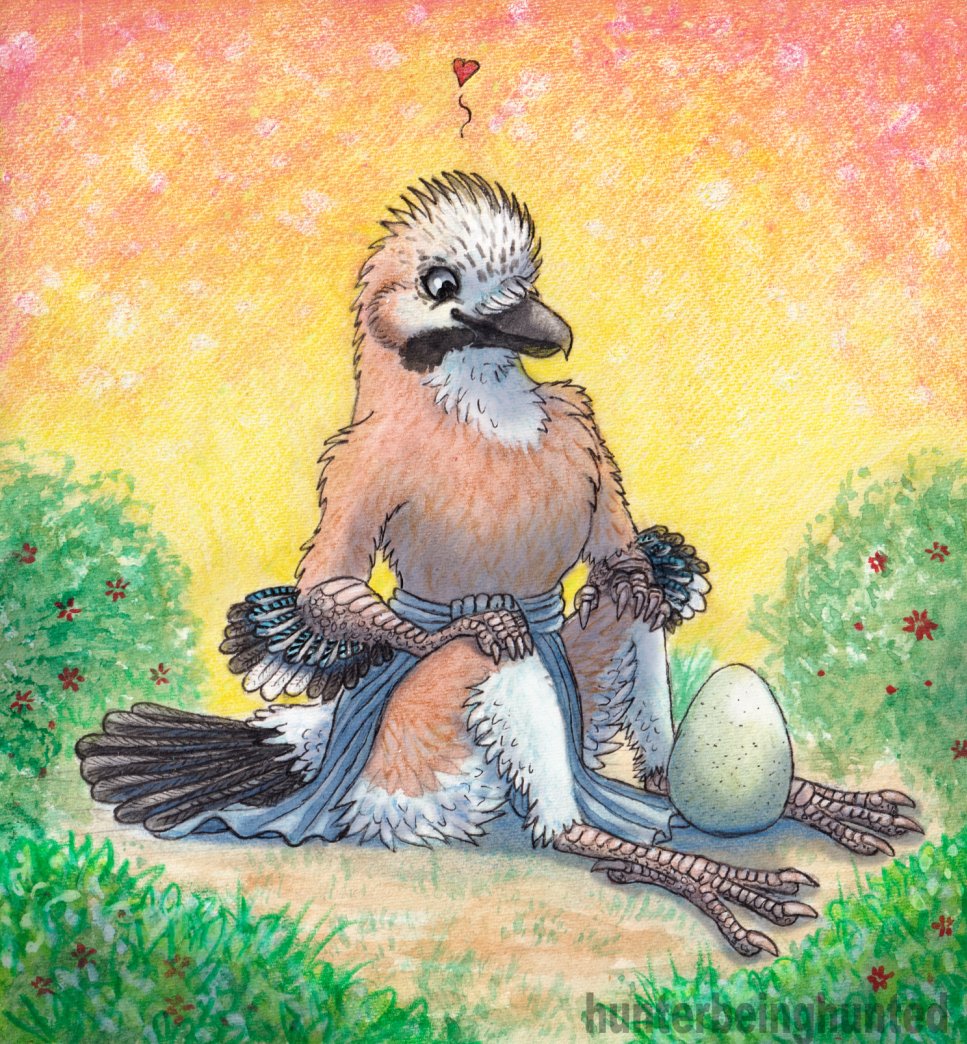 'Egg'

It was mother's day and I made a mother's day card for my mom! Drawing kenku's is starting to grow on me and I realized I have never drawn a kenku eurasian jay!

#furryart #birdart #kenku #fantasy #traditionalart