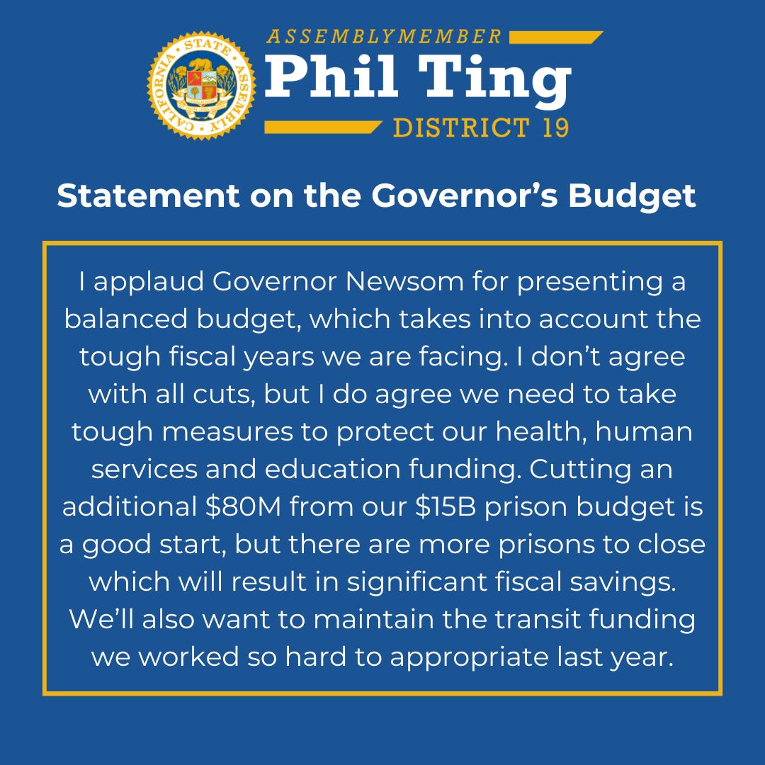 I wanted to share my response to Gov. Newsom's Proposed #CAbudget and the May Revision Proposal that was released on Friday.