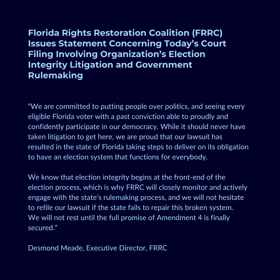 Executive Director @DesmondMeade issues a statement concerning today’s court filing involving the organization’s election integrity litigation and government rulemaking.