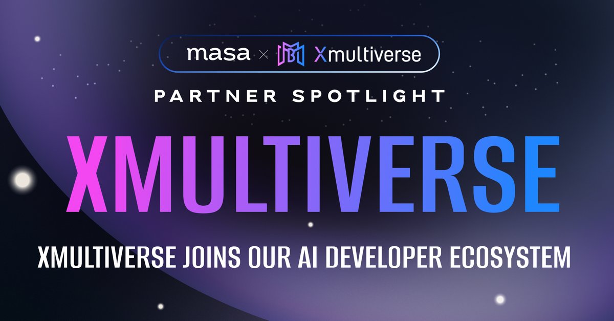 Masa (@getmasafi) on Twitter photo Masa x Xmultiverse: Partner Spotlight 🪐
<a href="/Xmultiverse_org/">Xmultiverse | Foundation of the New Virtual World</a> powers the infrastructure of the new virtual world driven by #AI, Unity, and liquid-cooled computing power.
Masa will offer decentralized #AI data and #LLM infrastructure to developers building on Xmultiverse. Masa x Xmultiverse: Partner Spotlight 🪐
<a href="/Xmultiverse_org/">Xmultiverse | Foundation of the New Virtual World</a> powers the infrastructure of the new virtual world driven by #AI, Unity, and liquid-cooled computing power.
Masa will offer decentralized #AI data and #LLM infrastructure to developers building on Xmultiverse.