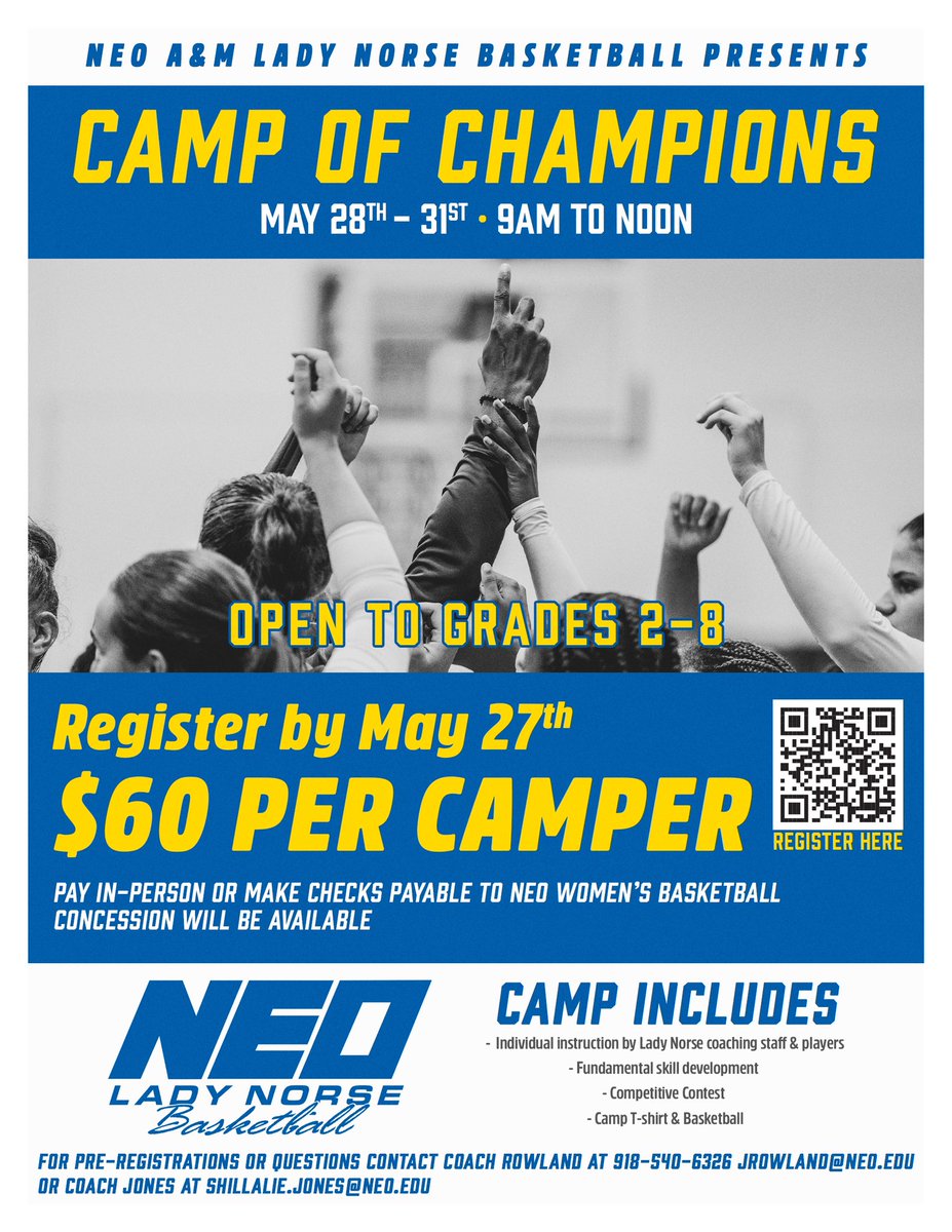 🔱2 Weeks Away🔱 It’s not too late to get Signed up!!! Click the link ⬇️ neo.edu/camp-of-champi… #CampOfChampions | #RowNorseRow