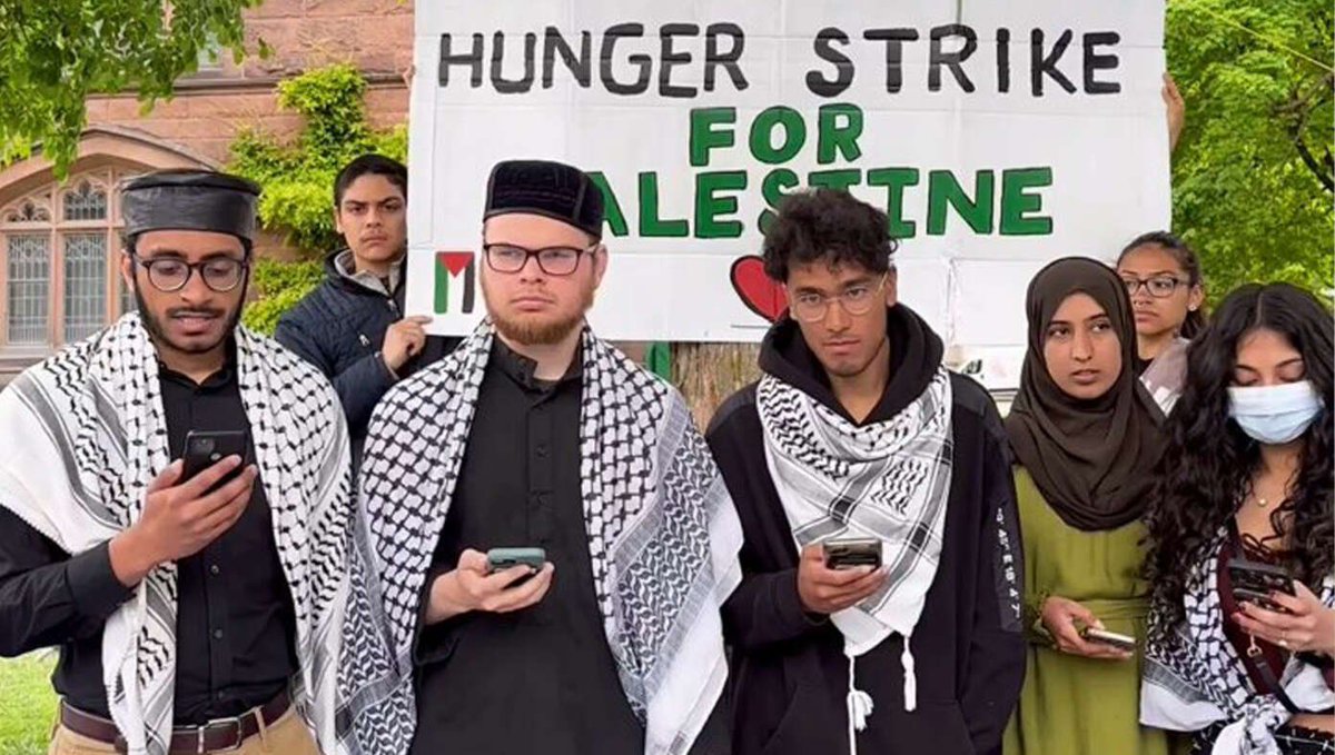 College Students Announce Indefinite Hunger Strike For Palestine Between 10 AM And Noon And Also Between 1 PM and 5 PM Every Day Except For Some Light Snacking buff.ly/3yk54Jx