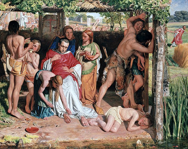 ウィリアム・ホルマン・ハント『ドルイドの迫害から宣教師を保護する英国の家族』1849-1850年 アシュモレアン美術館