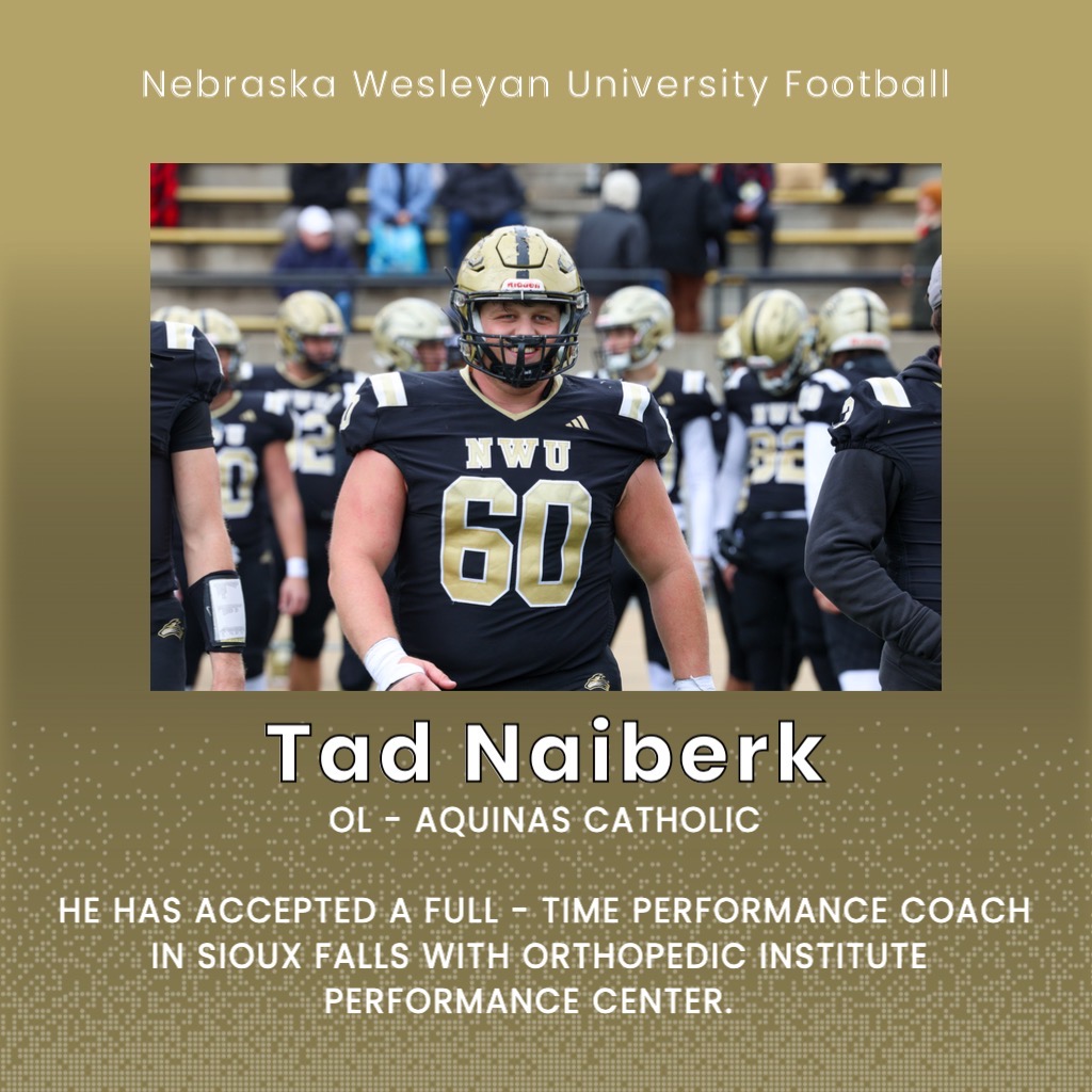 Tad has accepted a Full - Time performance coach in Sioux Falls with Orthopedic institute performance center. He played OL and is Originally from Aquinas Catholic (NE). Thank you, Tad!