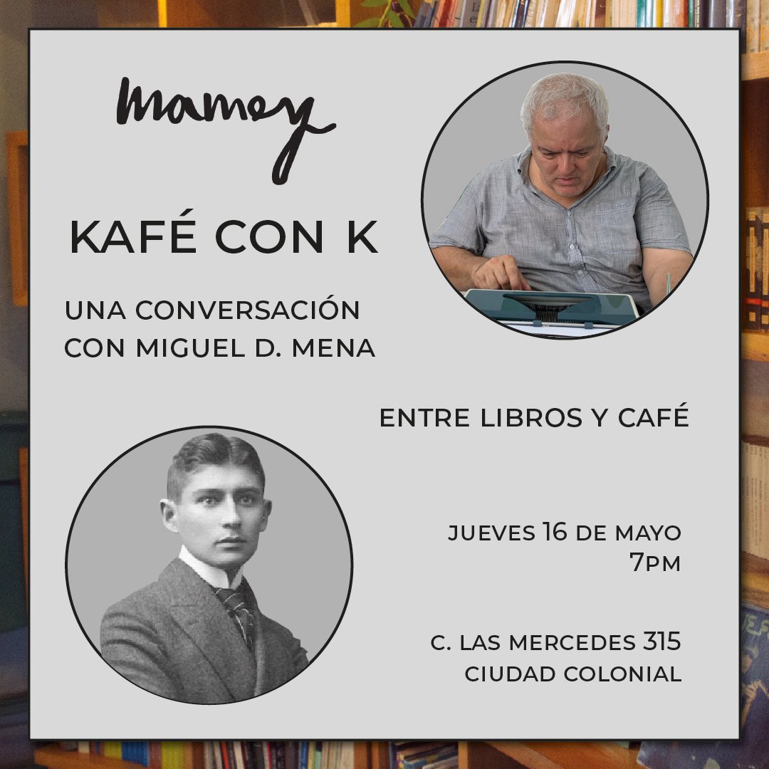 🔥 Este jueves con Miguel D. Mena de Ediciones Cielonaranja hablando sobre Kafka y lo kafkiano en Santo Domingo, a menos de un mes de que se cumplan 100 años de su muerte.

Habrá especial de café y libros en descuento ¡no te lo
pierdas!