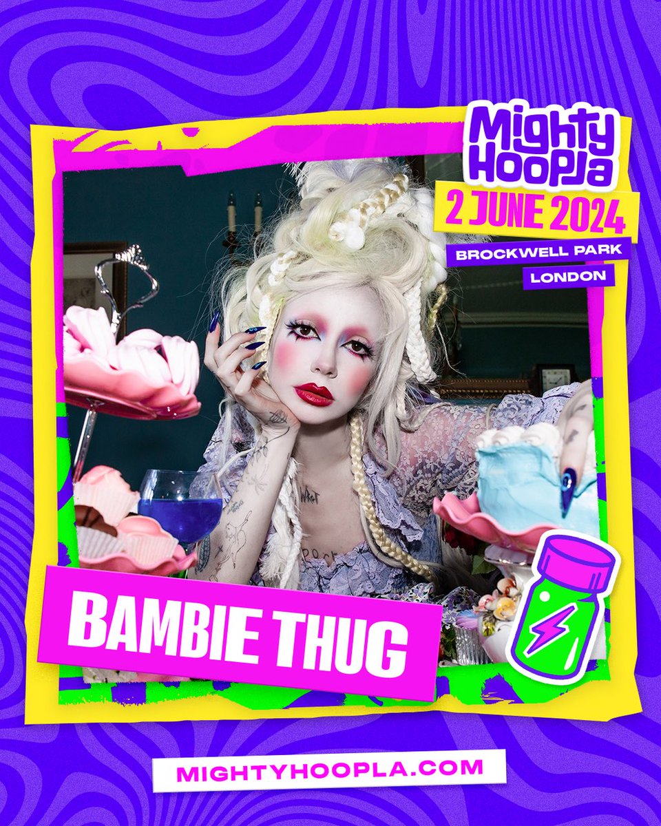 It's time for some ouija-pop, don't you think? 👀 🔮 @Bambiethug ANNOUNCED FOR MIGHTY HOOPLA 2024! 🔮 LIMITED Sunday tickets are available via the link in our bio, don't miss this moment at Mighty Hoopla 2024!
