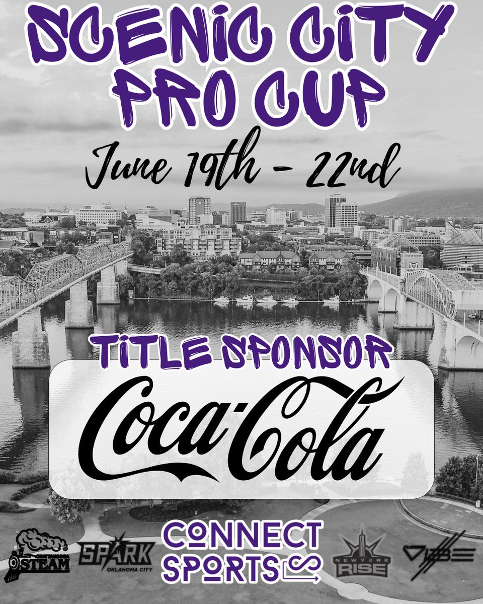 ConnectSports_'s tweet photo. 𝓣𝓘𝓣𝓛𝓔 𝓢𝓟𝓞𝓝𝓢𝓞𝓡 ALERT🚨Connect Sports &amp; The Chatt Steam would like to thank 𝓒𝓸𝓬𝓪-𝓒𝓸𝓵𝓪 for their support &amp; being a Title Sponsor for the Coca-Cola Scenic City Pro Cup! Enjoy a Coke at Frost Stadium with us! 🥤 https://t.co/D0ps4mzreX
