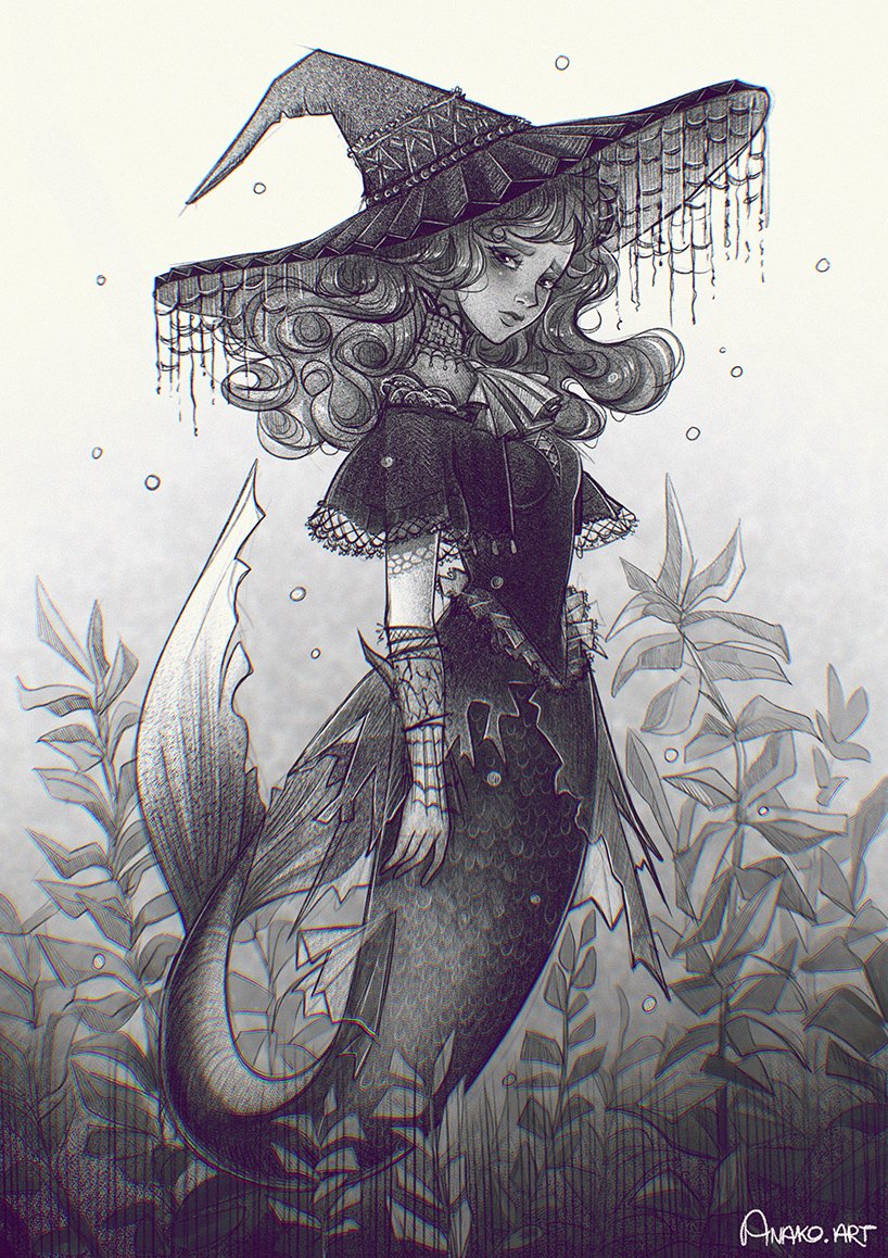 My first Mermay in years! I liked the idea of a mermaid widow-like character that formed while I was sketching. So I went with it and here she is. I hope you like her! 🧜 #procreateart #mermay2024 #characterdesign