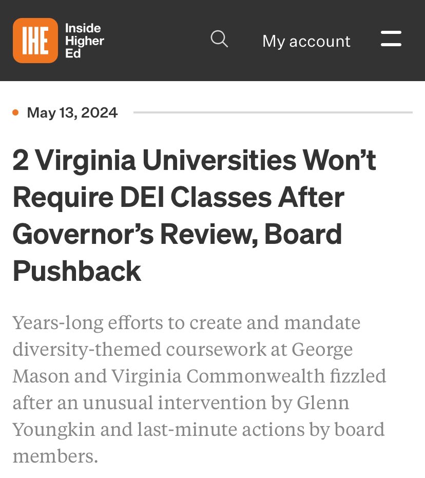 Virginia Commonwealth University’s Board of Visitors voted down a new DEI course requirement. George Mason University’s Board delayed a DEI requirement for at least a year. Neither school requires students to study U.S. government or history.