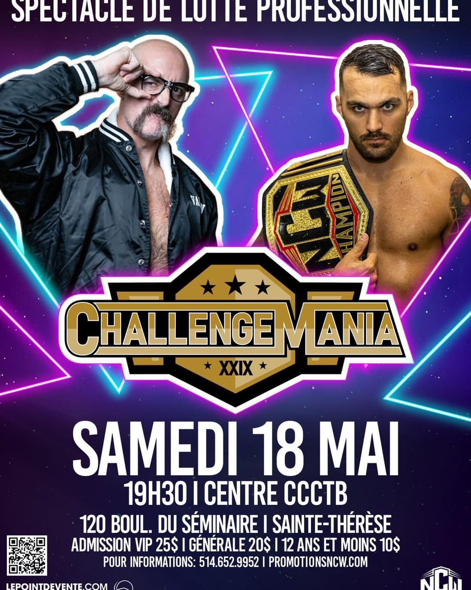 Returning to the land of Nickelback this Saturday. 🇨🇦🇨🇦🇨🇦 Any fans in Montreal, I’ll be at NCW for their annual ChallengeMania event
